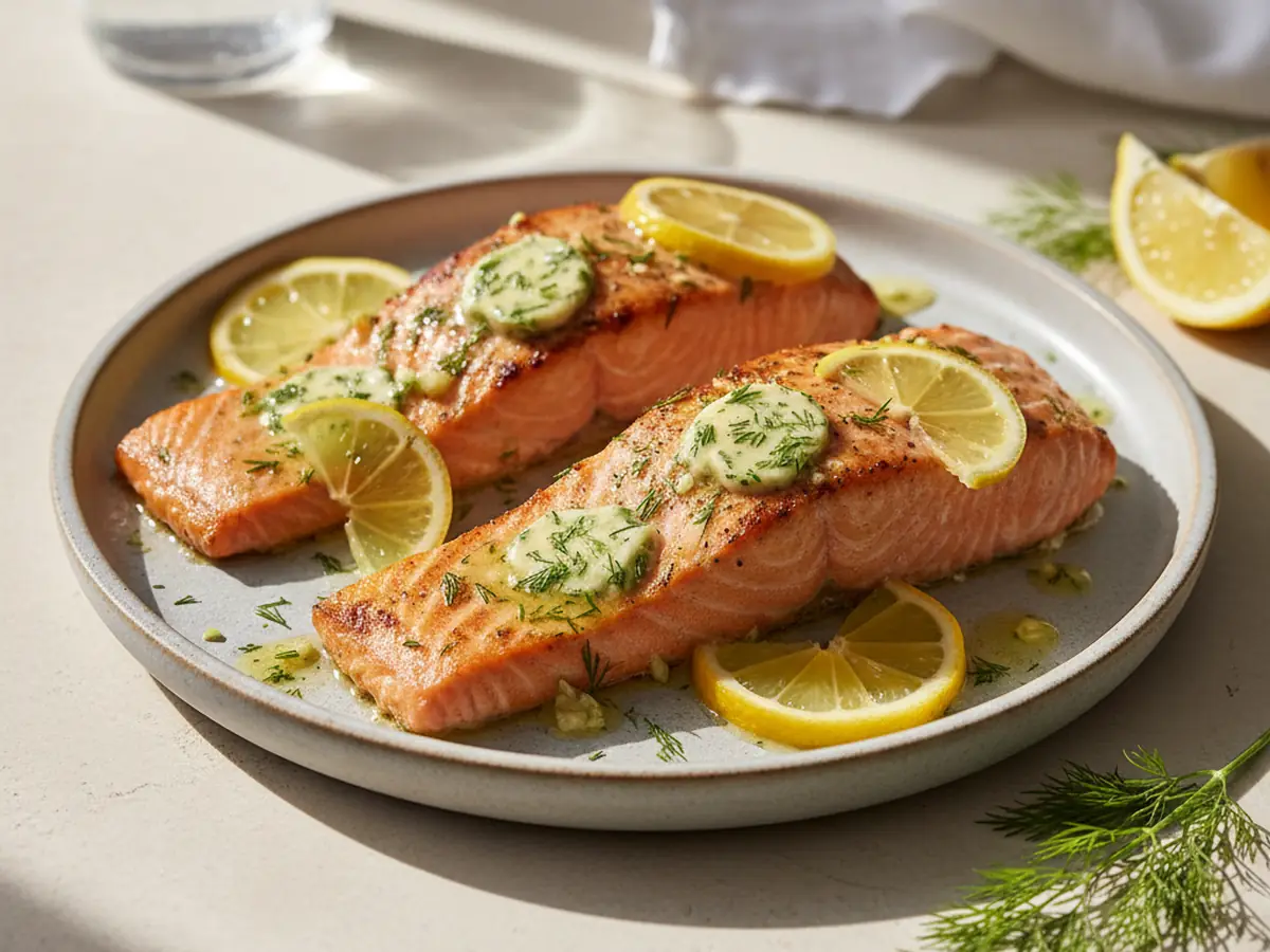 Baked Salmon with Dill Butter