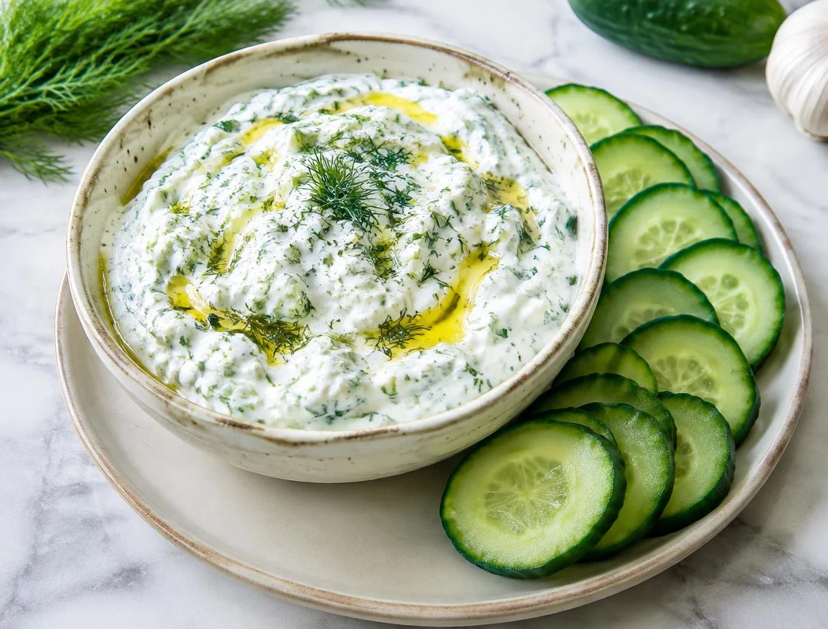 Tzatziki with Cucumber Slices