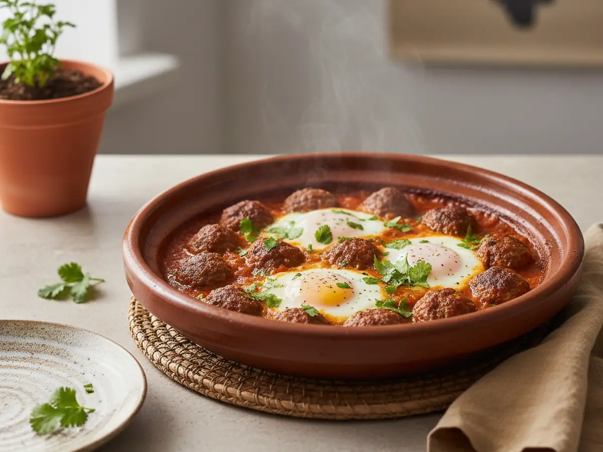 Moroccan Kefta and Eggs Tagine