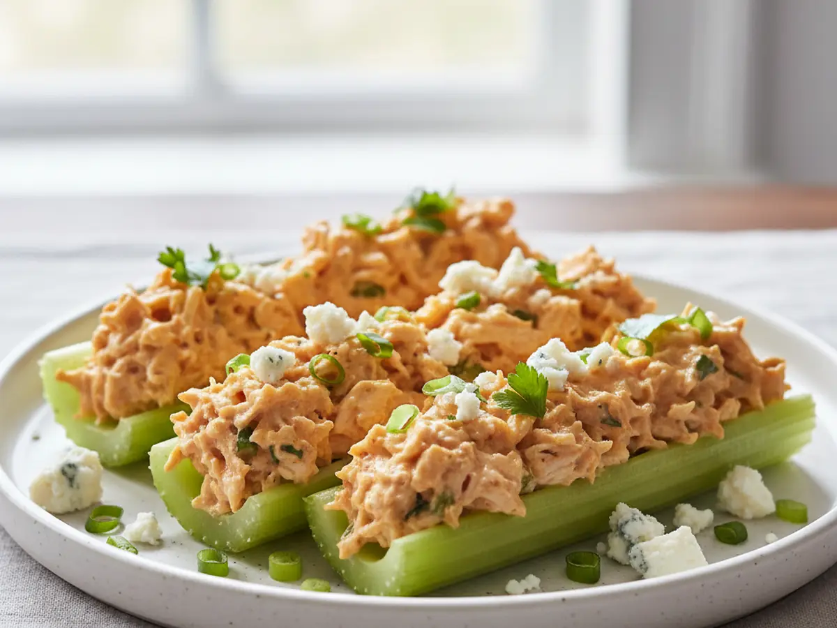 Buffalo Chicken Celery Boats