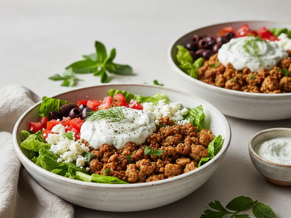 Greek Lamb Gyro Bowls with Tzatziki
