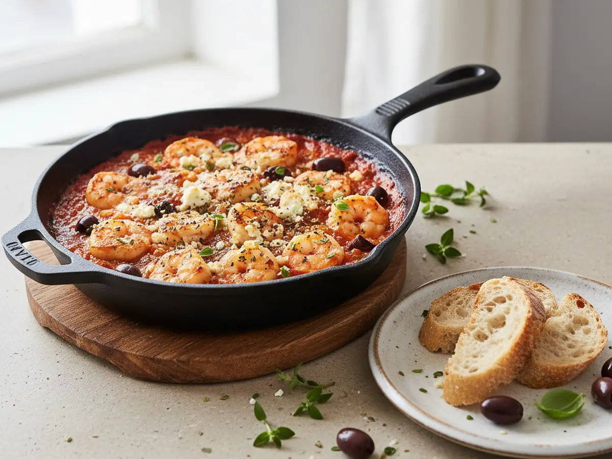Greek Shrimp and Feta Skillet