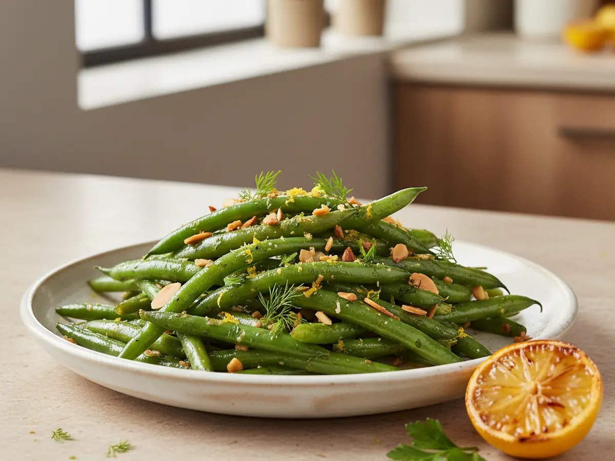 Lemon Garlic Green Beans with Almonds