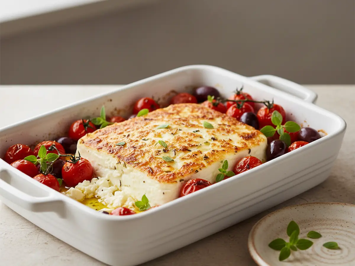 Baked Feta with Olives and Tomatoes