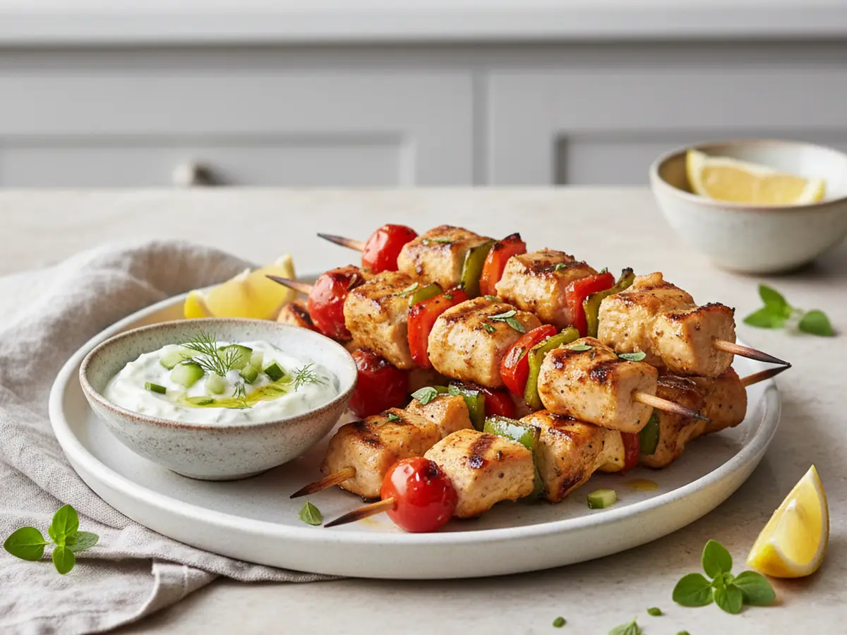 Greek Chicken Souvlaki with Tzatziki