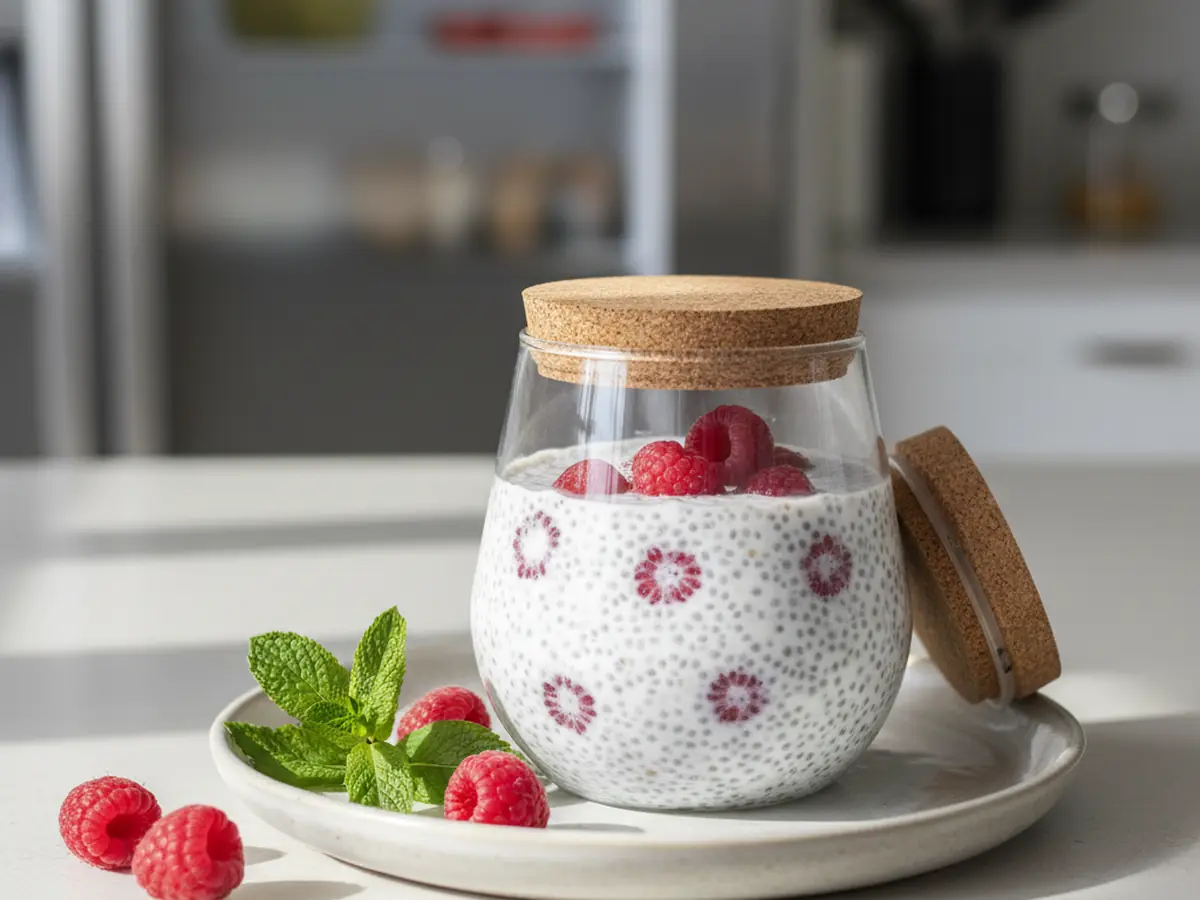 Coconut Chia Pudding with Raspberries