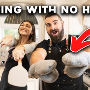 HOME COOK VS. CHEF | No Hands Cooking Challenge