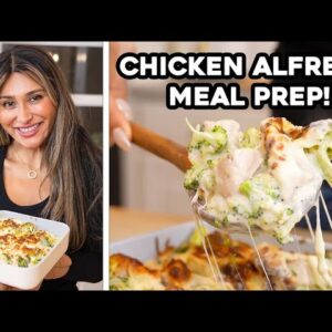 This HACK will cut your calories in HALF! Chicken Alfredo Meal Prep I High Protein & Low Carb